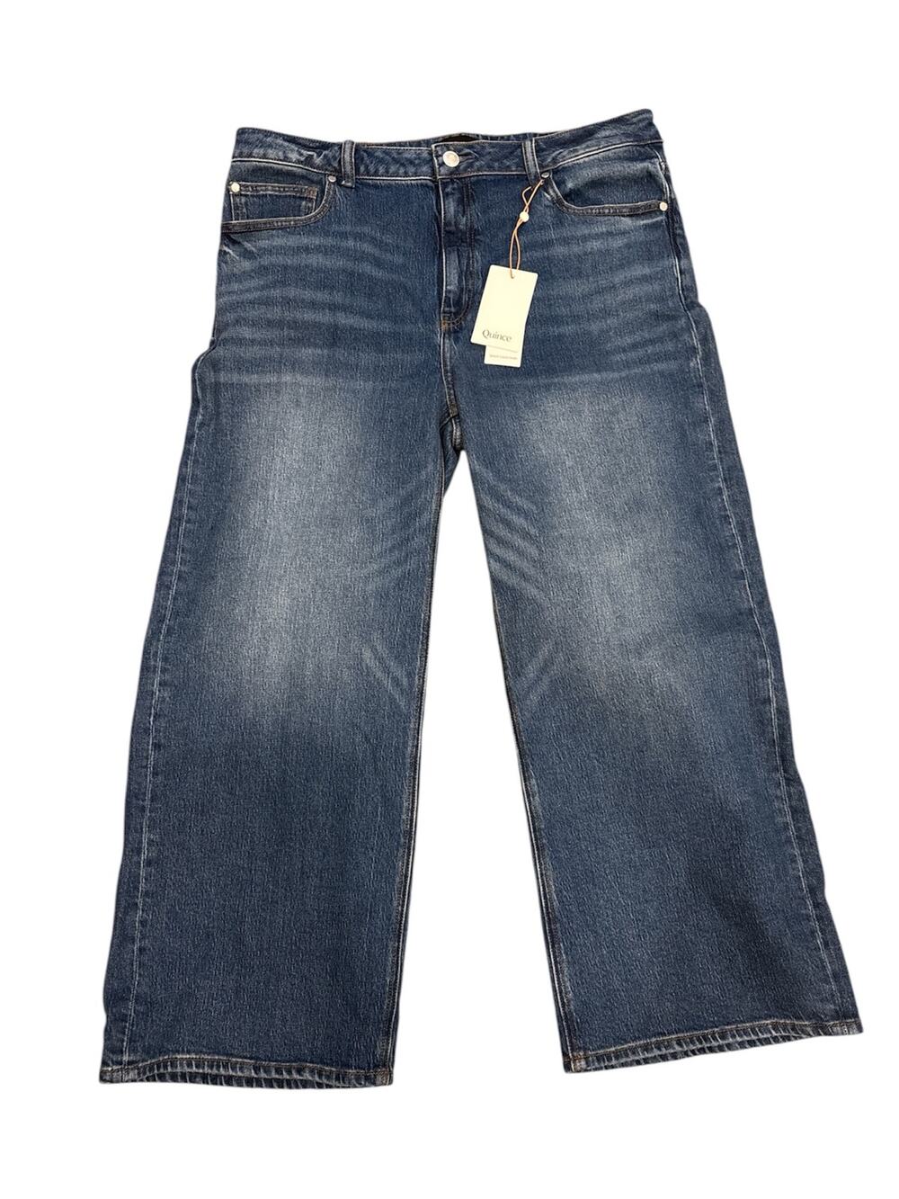 Quince Bella stretch straight leg high rise relaxed jeans. 33x26 petite. NWT